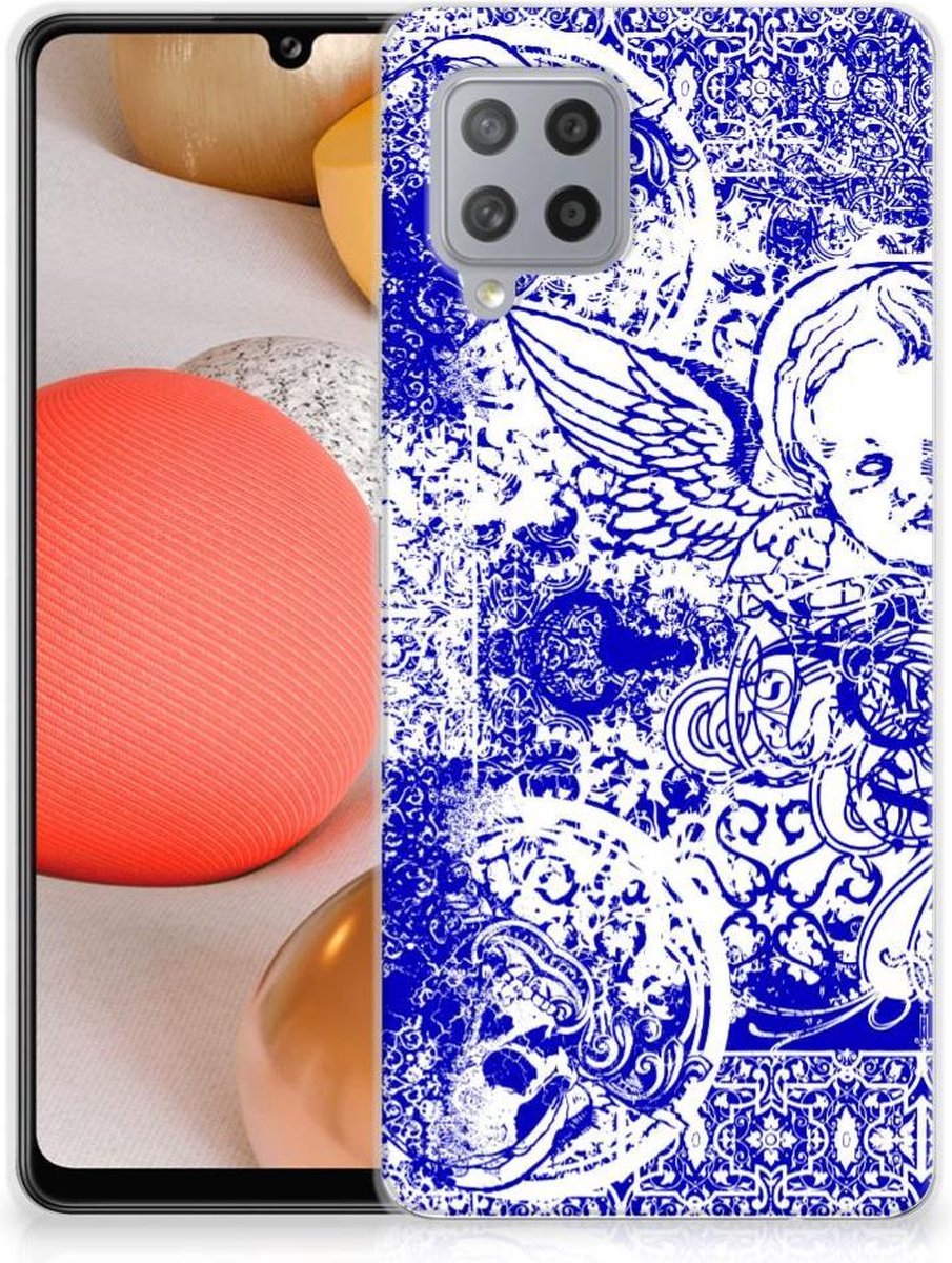 Silicone Back Case Samsung Galaxy A42 Angel Skull Blauw