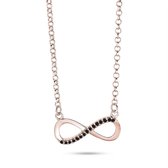 Twice As Nice Ring in rosé zilver, infinity, zwarte zirkonia 40 cm+5 cm