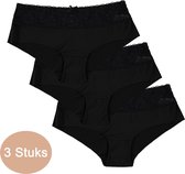 INSUA Dames Slips - 3-Pack - Zwart - Maat S