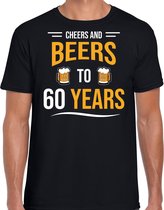 Cheers and beers 60 jaar verjaardag cadeau t-shirt zwart voor heren - 60e verjaardag kado shirt / outfit S