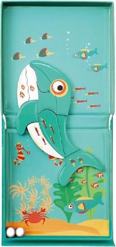 Scratch Puzzel Magnetisch: MAGNETIC PUZZLE RUN - WALVIS 9 stuks 15.5x20.5x2cm (gesloten), 15.5x32.5x2cm (open), 2-in-1: puzzel en knikkerbaan met 5 knikkers, 3+