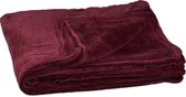 relaxdays - fleece deken Bordeaux Rood - plaid - kleed - polyester - verschillende kleuren - Bordeaux Rood