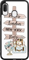 Samsung Galaxy A20e hoesje - Where to go next - Hard Case - Zwart - Backcover - Amsterdam - Wit