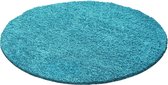 Rond Shaggy Tapijt 50 mm poolhoogte Blauwe kleur