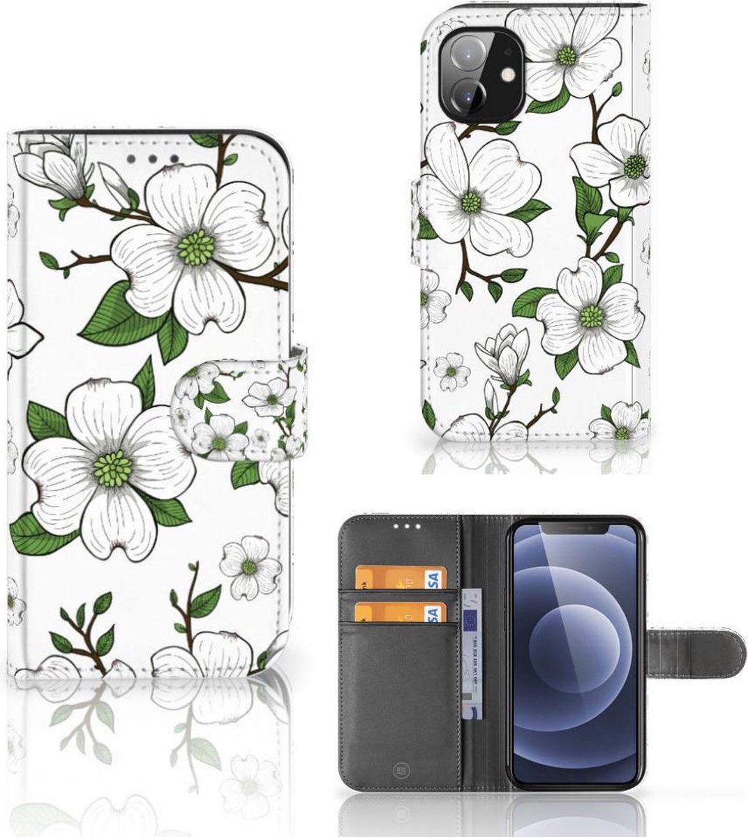 Book Case voor Apple iPhone 12 Mini Hoesje Dogwood Flowers op Prijzenvolger.com
