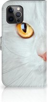 GSM Hoesje Apple iPhone 12 Pro Max Bookcover Case Witte Kat