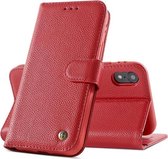 Echt Lederen Book Case Hoesje - Leren Portemonnee Telefoonhoesje - Geschikt voor iPhone XR - Rood