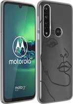 iMoshion Hoesje Geschikt voor Motorola Moto G8 Power Hoesje Siliconen - iMoshion Design hoesje - Transparant / Zwart / Line Art Woman Black