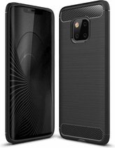 Mobigear Brushed Slim Telefoonhoesje geschikt voor Huawei Mate 20 Pro Hoesje Flexibel TPU Backcover - Zwart