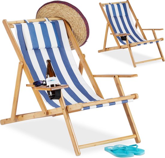 Strandstoel set van 2 - ligstoel - tuinstoel - inklapbaar - gestreept -... bol.com