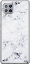 Samsung Galaxy A42 hoesje siliconen - Marmer grijs - Soft Case Telefoonhoesje - Marmer - Grijs