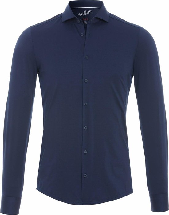 Pure - Functional Overhemd Donkerblauw - 38 - Heren - Slim-fit