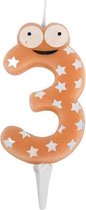 Gerimport Verjaardagskaars 3 Jaar 8 X 4 Cm Wax Oranje/wit