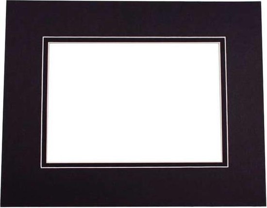 Passepartout Dubbeldik Zwart/Zwart 12,7x17,8cm met 9,2x14,3cm Venster (10 stuks)