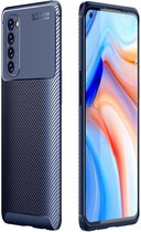 Oppo Reno 4 Pro 4G Hoesje TPU Carbon Fiber Blauw