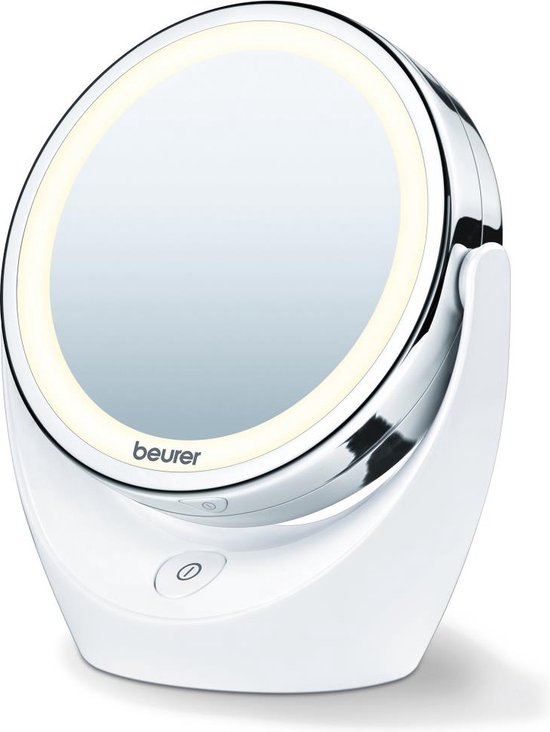 Beurer BS 49 Make up spiegel - Staand - LED verlichting rondom - Tweezijdig - 5x Vergroting - Incl. batterijen - Rond: doorsnede 11 cm - Incl. batterijen - 3 Jaar garantie
