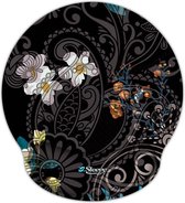 Muismat polssteun zwart patroon bloemen - Sleevy - mousepad - Collectie 100+ designs