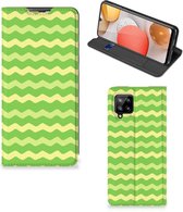 Book Case Geschikt voor Samsung Galaxy A42 Telefoonhoesje Waves Green