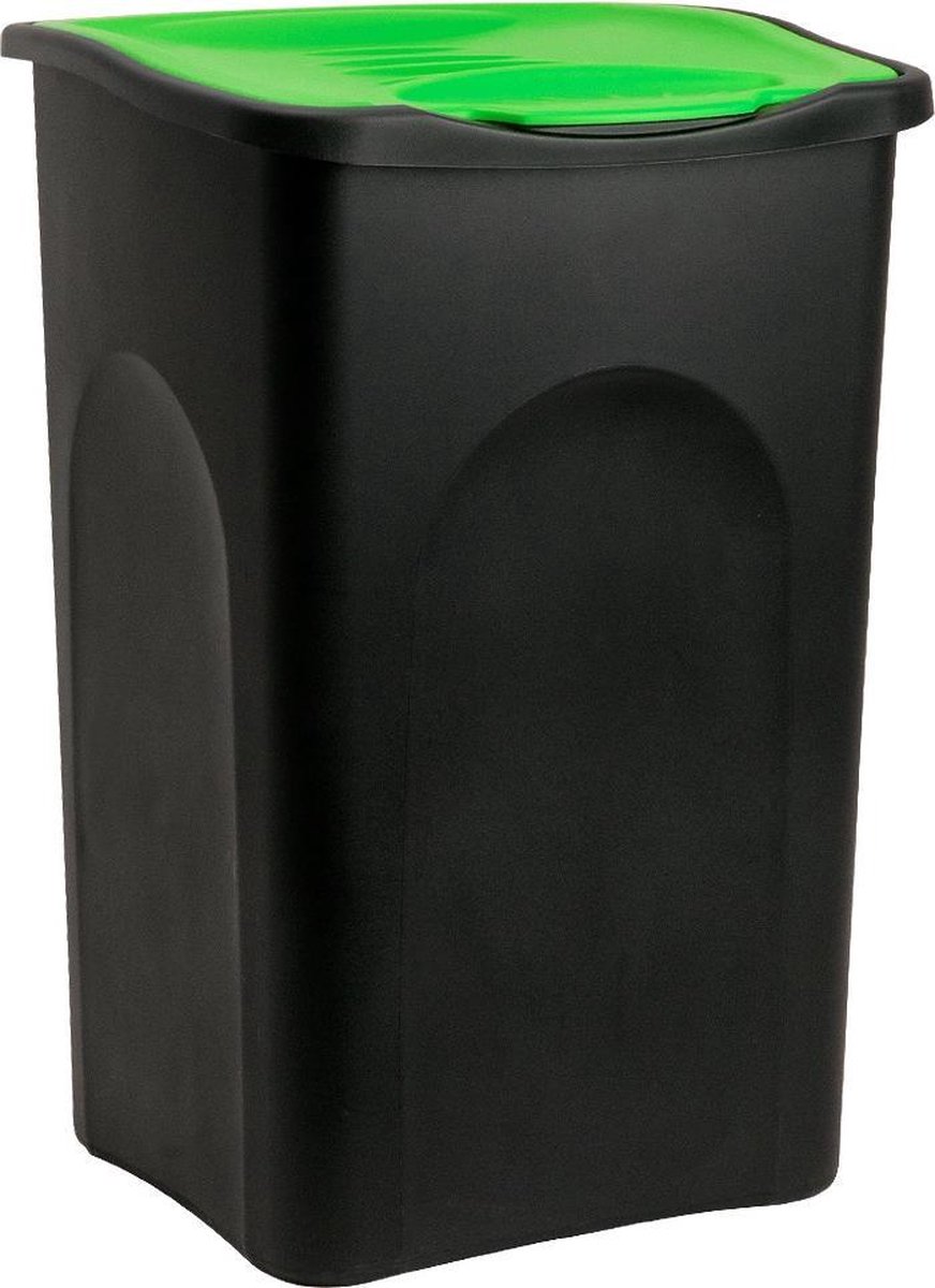 Vuilnisbak 50L - 56x37x39cm - Zwart Groen