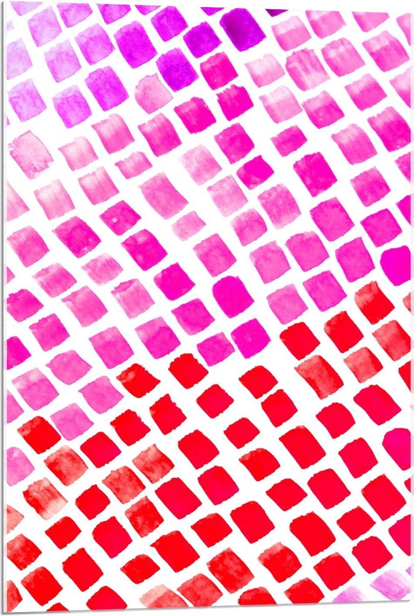 Acrylglas - Rood/Roze Mozaïek Tegeltjes - 60x90cm Foto op Acrylglas (Met Ophangsysteem)