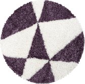 Himalaya Maxima Soft Shaggy Rond Hoogpolig Vloerkleed Paars / Wit- 120 CM ROND.