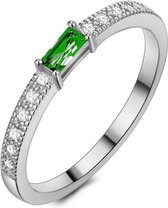 Twice As Nice Ring in zilver, baguette zirkonia, smaragd-kleur, kleine zirkonia 56