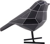Present Time Ornament Bird - Polyresin Zwart, Witte strepen - Small - 12,5x6x14cm