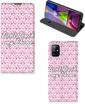 Hoesje Geschikt voor Samsung Galaxy M51 Bookcase Flowers Pink Don't Touch My Phone