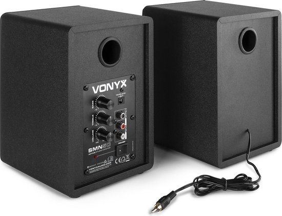 Studio monitor speakers - Vonyx SMN50B actieve studio monitor speakerset 140W - 5 inch - Zwart