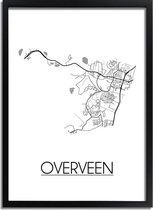 Overveen Plattegrond poster A2 + Fotolijst Zwart (42x59,4cm) - DesignClaud