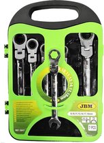 JBM Tools | Steek / Ring Ratelset | Ringsleutel / Ratelsleutel | Flexibel | 7-Delig |