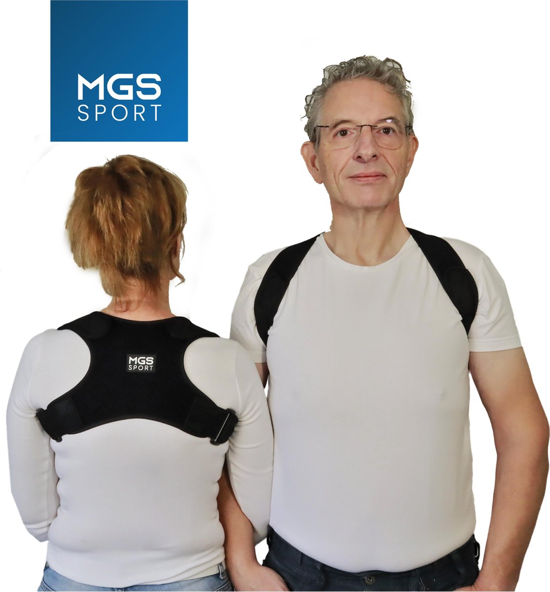 MGS Sport - Postuur Corrector – Houding Correctie – Rugbrace tegen Rugklachten - Verstelbare Rugband - Inclusief Massage Bal