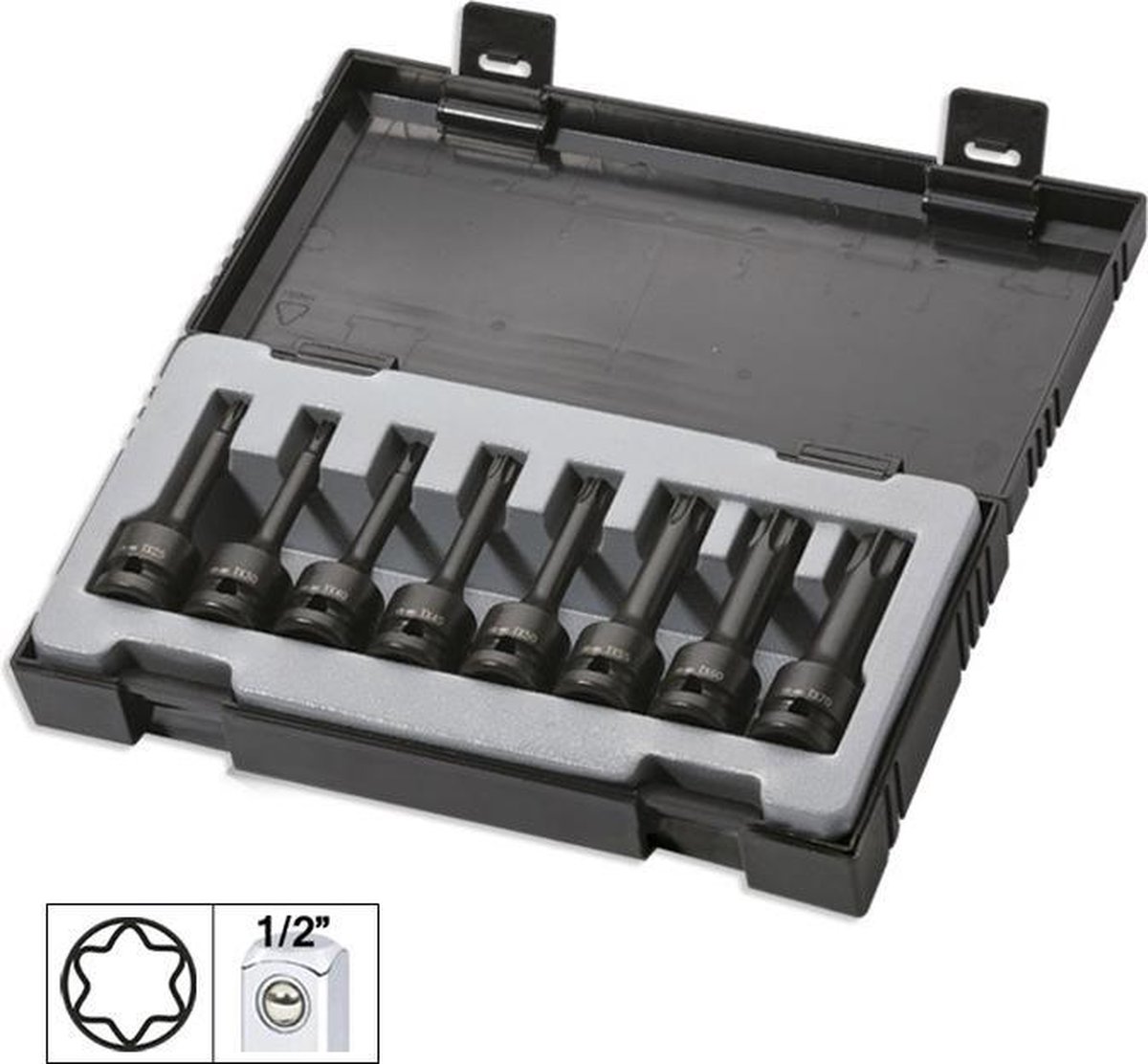 JBM Tools | Set van 8 torx slagbits 1/2"