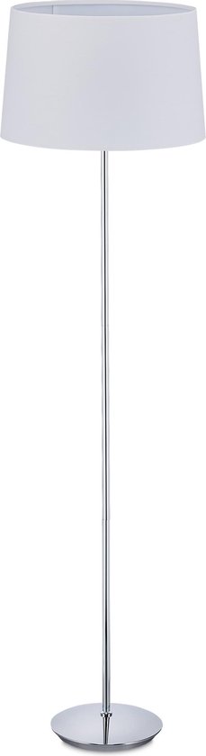 Relaxdays staande lamp woonkamer - vloerlamp met lampenkap - E27 fitting - 148.5 cm hoog - wit