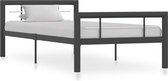 vidaXL Bedframe metaal grijs en wit 90x200 cm