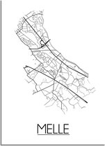 Melle Plattegrond poster A4 (21x29,7cm) - DesignClaud