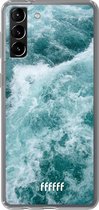 6F hoesje - geschikt voor Samsung Galaxy S21 Plus -  Transparant TPU Case - Whitecap Waves #ffffff