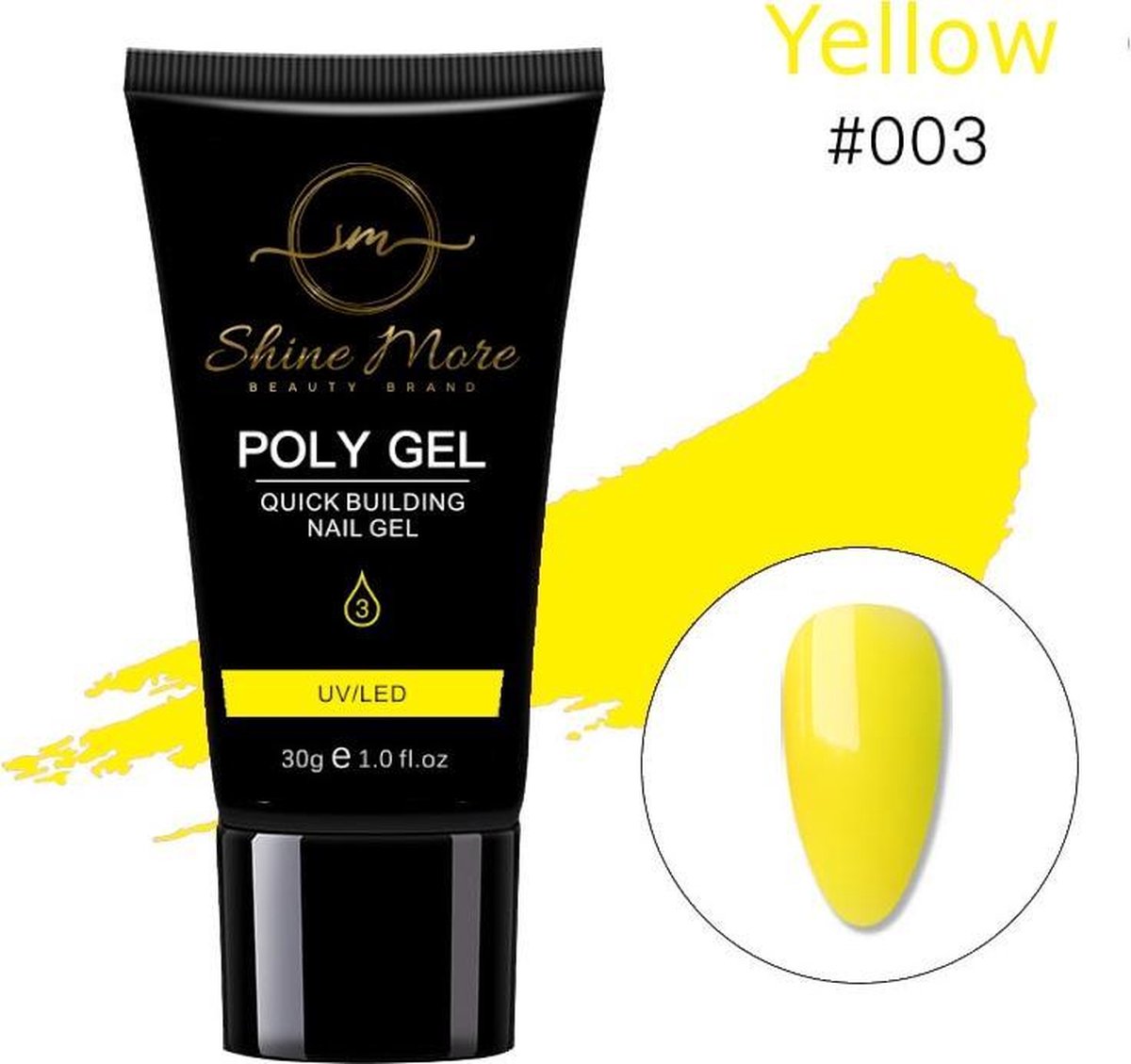 Shinemore Polygel Gel nagels 30 Gram Tube Solid Yellow