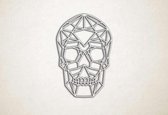 Line Art - Schedel 3 - M - 90x60cm - EssenhoutWit - geometrische wanddecoratie