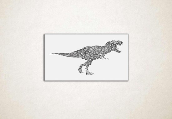 Line Art - Dinosaurus T-Rex vierkant - M - 48x90cm - Wit - geometrische wanddecoratie