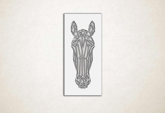 Line Art - Paard vierkant - XS - 30x14cm - Wit - geometrische wanddecoratie