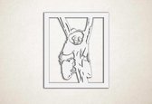 Wanddecoratie - Panda in boom - wandpaneel - XS - 29x25cm - Wit - muurdecoratie - Line Art