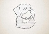 Wanddecoratie - Hond - Rottweiler - XS - 28x25cm - EssenhoutWit - muurdecoratie - Line Art