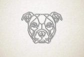 Line Art - Hond - Amerikaanse Bulldog - M - 60x79cm - EssenhoutWit - geometrische wanddecoratie