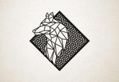 Line Art - Wolf 2 met achtergrond - XS - 25x25cm - Zwart - geometrische wanddecoratie