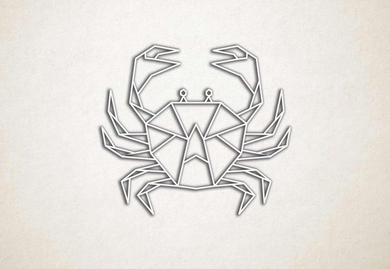 Line Art - Krab - M - 60x69cm - Wit - geometrische wanddecoratie