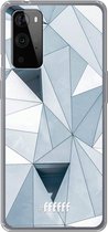 6F hoesje - geschikt voor OnePlus 9 Pro -  Transparant TPU Case - Mirrored Polygon #ffffff