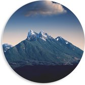 Forex Wandcirkel - Bergtoppen met Wolk - 80x80cm Foto op Wandcirkel (met ophangsysteem)