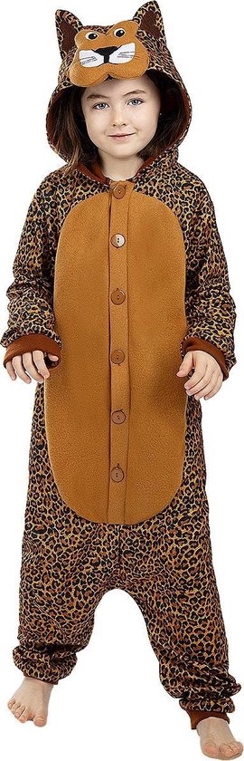 FUNIDELIA Luipaard Kostuum - Luipaard Onesie voor kinderen - Maat: 122 - 134 cm