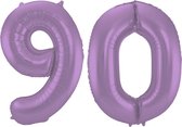 De Ballonnenkoning - Folieballon Cijfer 90 Paars Metallic Mat - 86 cm